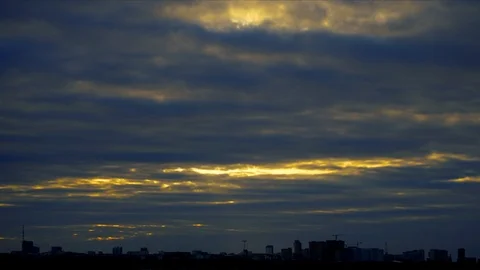 City dramatic clouds sunset timelaps. Stock Footage 88605907
