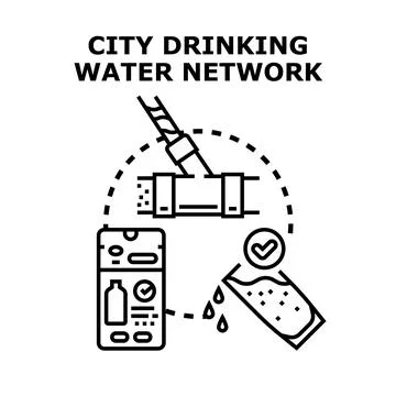 City drinking water network quality testing and control Stock Illustration