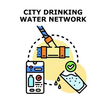 City drinking water network quality testing and control Stock Illustration