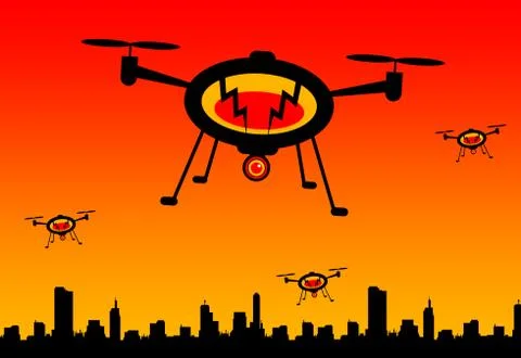 City drones Stock Illustration