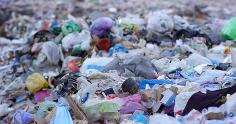 City Dump view. Garbage close up. Filmed in slow motion with RED camera. Stock Footage 155728714