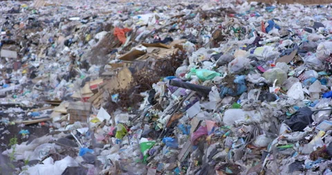 City Dump view. Garbage close up. Filmed in slow motion with RED camera. Stock Footage 155728935