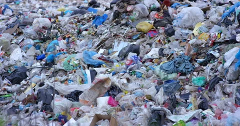 City Dump view. Garbage close up. Filmed in slow motion with RED camera. Stock Footage 155728985
