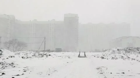 City during blizzard Stock Footage 229547596