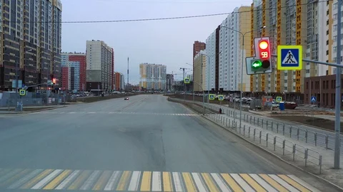 City during Covid-19. Empty streets of the sleeping area. Stock Footage 127734199