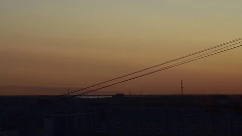 City during warm sunset Stock Footage 79816172