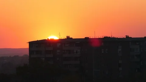 City Edge in Sunset Time Stock Footage 88730820