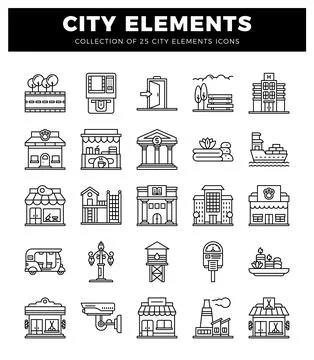 City Elements Icons Collection A Vector Set of Urban Icons イラスト素材