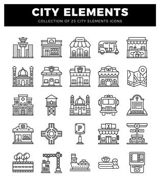 City elements icons Stockillustratie