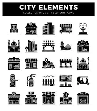 City elements icons. Stock Illustration