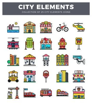 City elements icons. modern flat design イラスト素材