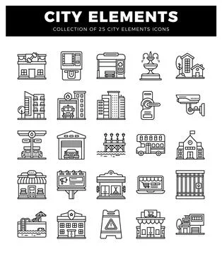 City elements icons. vector illustrations. 스톡 일러스트