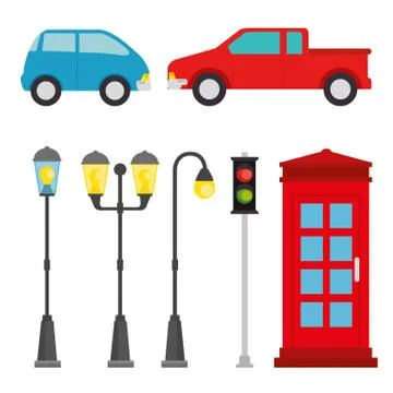 City elements set Illustrazione stock