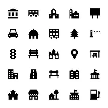 City Elements Vector Icons Stock Illustration
