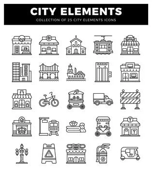 City elements vector icons. Stock Illustration