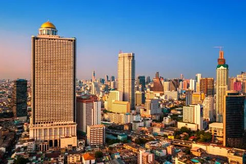 The city in the evening Stock Photos