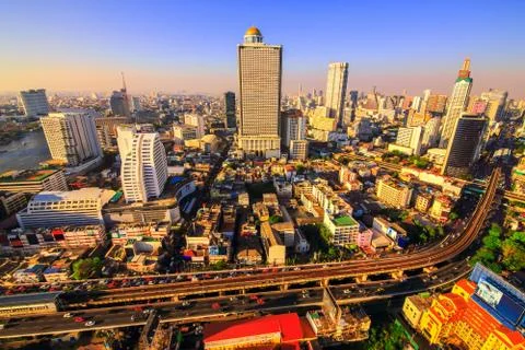 The city in the evening Stock Photos
