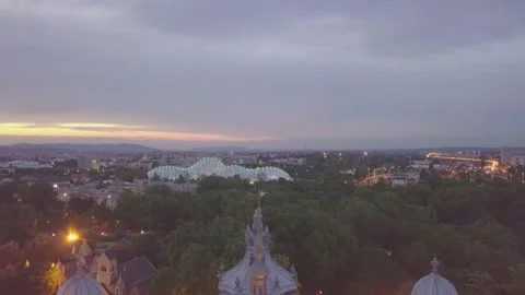 City Evening Sunset Panorama Stock Footage