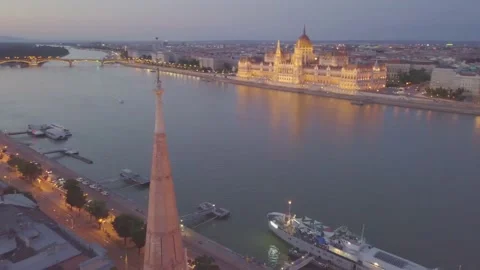 City Evening Sunset Panorama Stock Footage 139839448