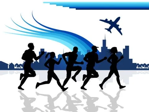 City exercise shows get fit and aerobic Stock Illustration