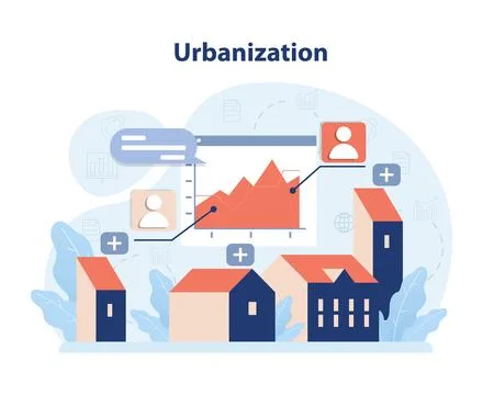 City expansion and data-driven growth visualization. Flat vector illustration Stock Illustration