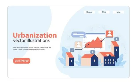 City expansion and data-driven growth visualization. Flat vector illustration Stock Illustration