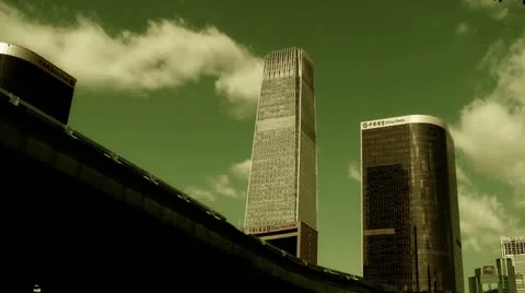 City financial district,business skyscraper in China,timelapse. Stock Footage
