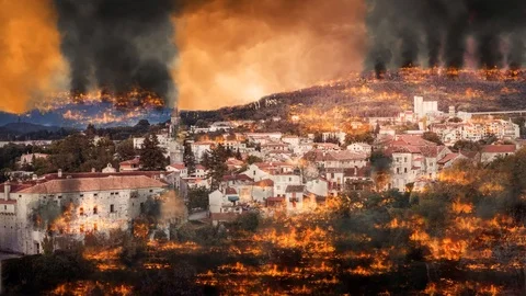 City on Fire Stock Footage 99118359