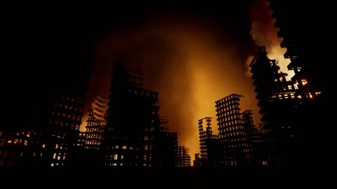 City on fire Stock Footage 196146256