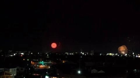 City firework view at Diwali night Stock Footage