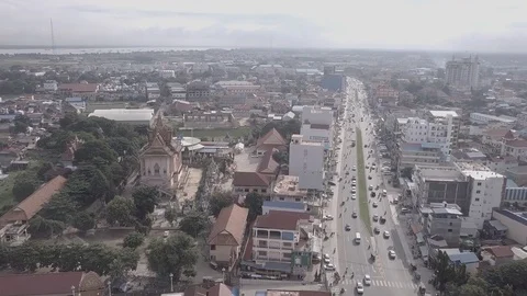 City Fly Over to Temple Stock Footage 84190679