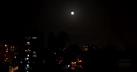 City Full Moon Stock Footage 172219532