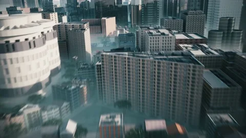 City of the future. High speed flight over the city Vídeos de archivo 182492410