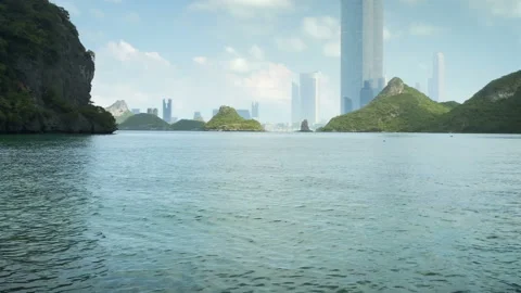 City of the future islands view 스톡 동영상 129604749