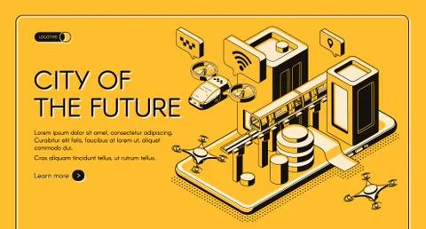 City of future isometric vector web banner Stockillustratie