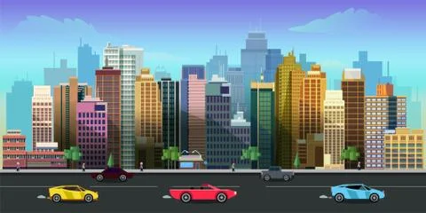 City game background 2d application. Vector design Stock Illustration