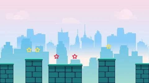 City game background, with different platforms and separated layers for games Stock Illustration