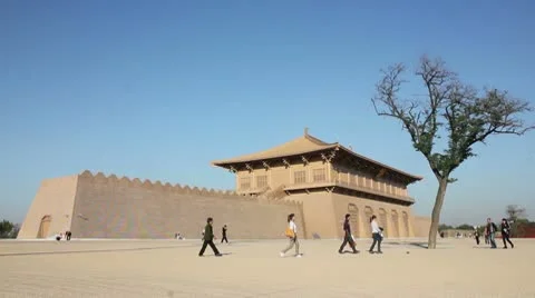 The city gate tower in xian daming palace heritage park Stock Footage 10597720