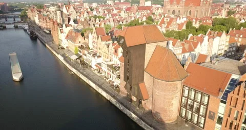 City of Gda?sk. Crane. View from the drone. Stock Footage 133110917