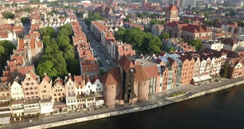 City of Gda?sk. Crane. View from the drone. Stock Footage 133118029