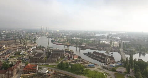 City of Gda?sk. Shipyard. View from the drone. Stock-Footage 133109715