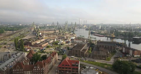 City of Gda?sk. Shipyard. View from the drone. Stock-Footage 133112077