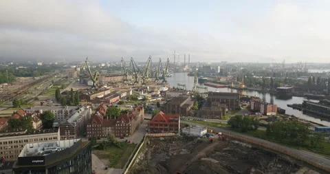 City of Gda?sk. Shipyard. View from the drone. Stock Footage 133115397