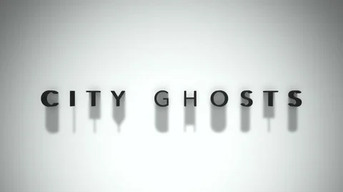 City Ghosts 3D title animation matte black text on a white background Stock Footage 300716091