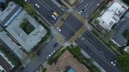 City Grid Aerial Shot Of Los Angeles Century City Street Intersection Stock Footage