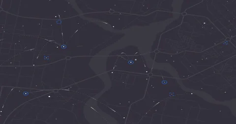 City Grid Animation with Glowing Blue Markers and Curved Data Paths Stock Footage 345945215