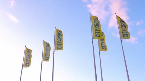 City Gross flags at store Stock Footage 282675278