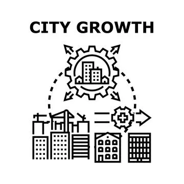 City growth concept developing urban infrastructure and expansion Stock Illustration