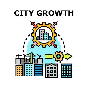 City growth concept developing urban infrastructure and expansion Stock Illustration