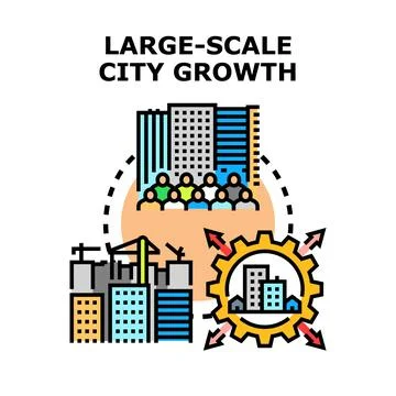 City growth concept developing urban infrastructure and population Stock Illustration
